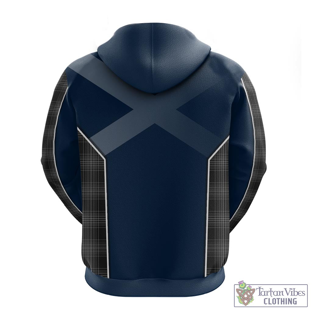 Tartan Vibes Clothing Stewart Mourning Tartan Hoodie with Family Crest and Scottish Thistle Vibes Sport Style