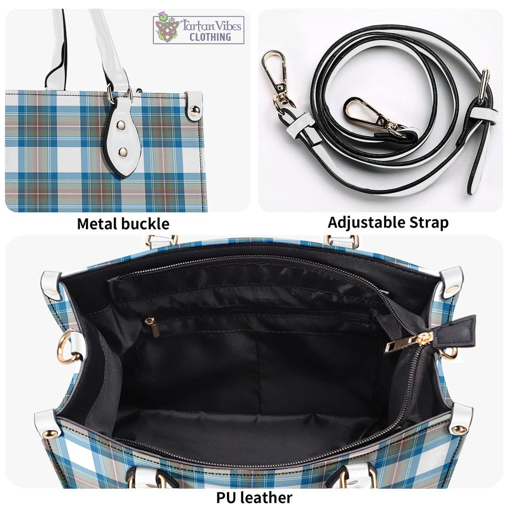 Tartan Vibes Clothing Stewart Muted Blue Tartan Luxury Leather Handbags