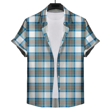 Stewart Muted Blue Tartan Short Sleeve Button Down Shirt