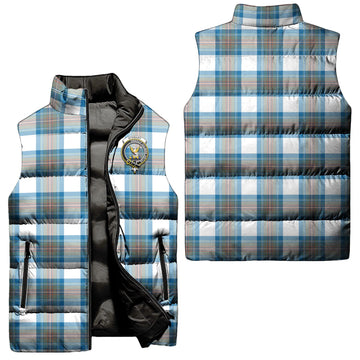 Stewart Muted Blue Tartan Sleeveless Puffer Jacket with Family Crest