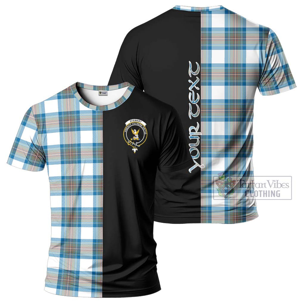 Stewart Muted Blue Tartan T-Shirt with Family Crest and Half Of Me Style Kid's Shirt - Tartanvibesclothing Shop