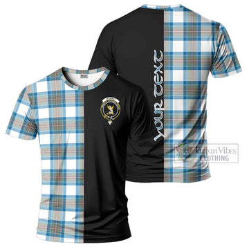 Stewart Muted Blue Tartan T-Shirt with Family Crest and Half Of Me Style