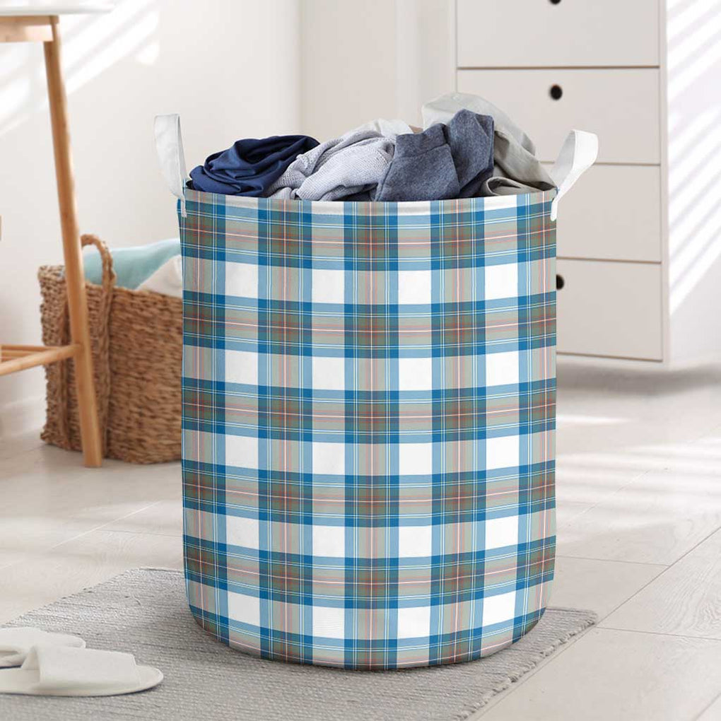 Stewart Muted Blue Tartan Laundry Basket One Size - Tartanvibesclothing Shop