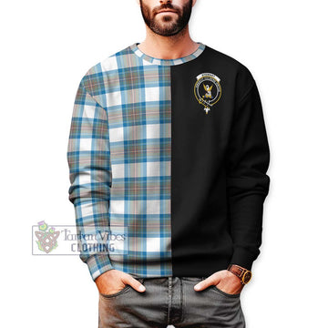 Stewart Muted Blue Tartan Sweatshirt with Family Crest and Half Of Me Style