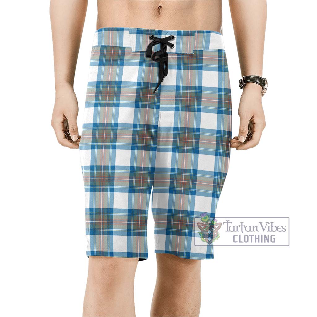 Stewart Muted Blue Tartan Men's Board Shorts Men - Tartan Vibes Clothing