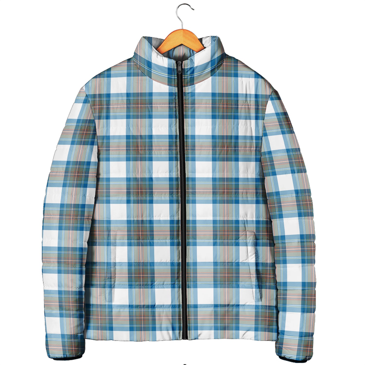 Stewart Muted Blue Tartan Padded Jacket Men's Padded Jacket - Tartan Vibes Clothing