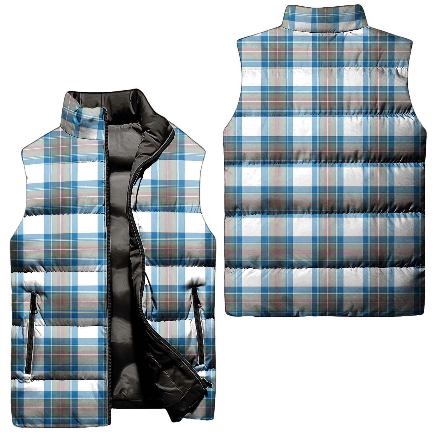 Stewart Muted Blue Tartan Sleeveless Puffer Jacket Unisex - Tartanvibesclothing