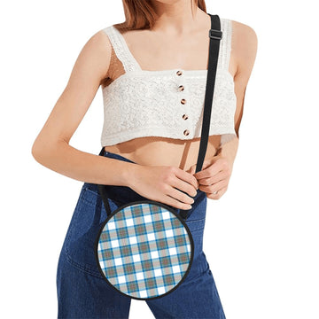 Stewart Muted Blue Tartan Round Satchel Bags