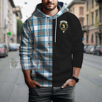 Stewart Muted Blue Tartan Hoodie with Family Crest and Half Of Me Style