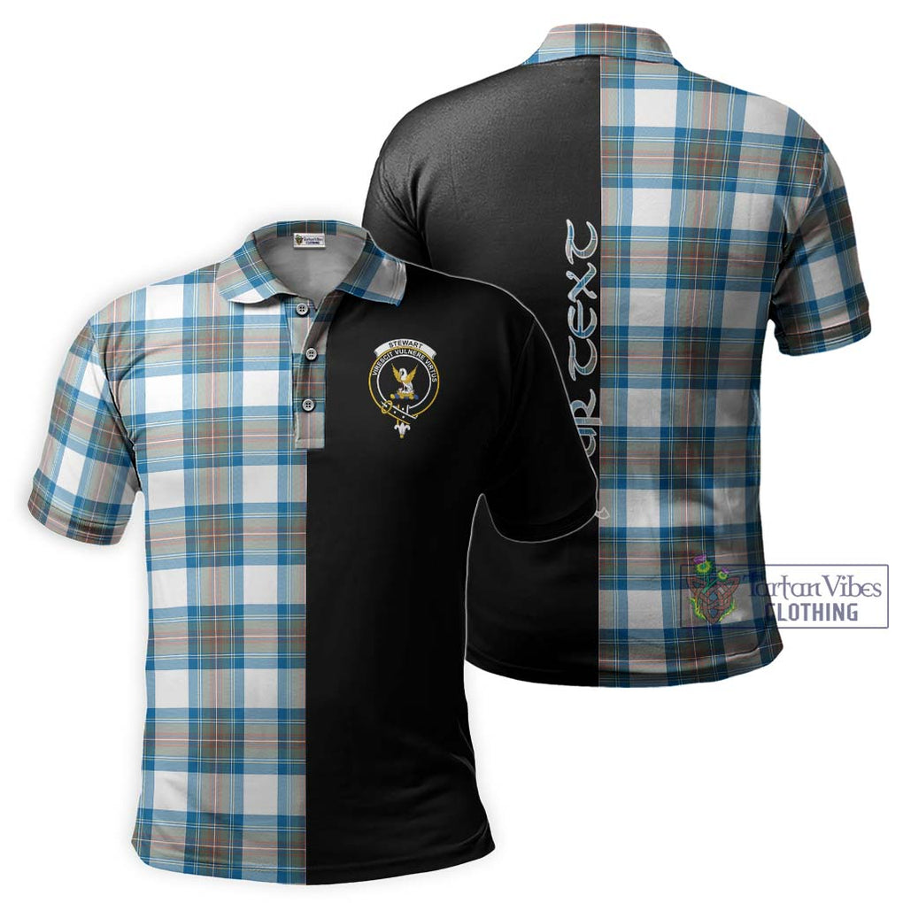 Stewart Muted Blue Tartan Polo Shirt with Family Crest and Half Of Me Style Kid - Tartanvibesclothing Shop