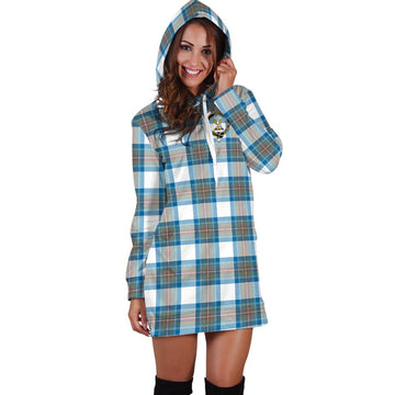 Stewart Muted Blue Tartan Hoodie Dress with Family Crest