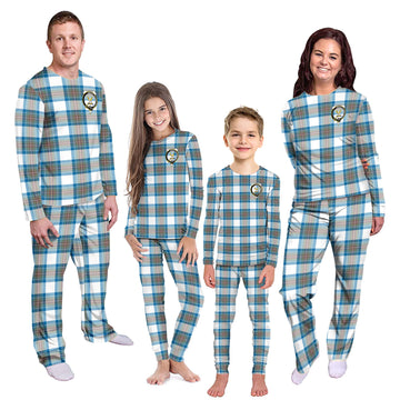 Stewart Muted Blue Tartan Pajamas Family Set with Family Crest