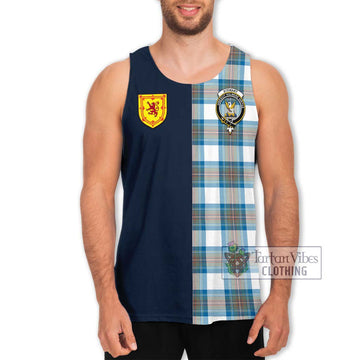 Stewart Muted Blue Tartan Men's Tank Top Alba with Scottish Lion Royal Arm Half Style