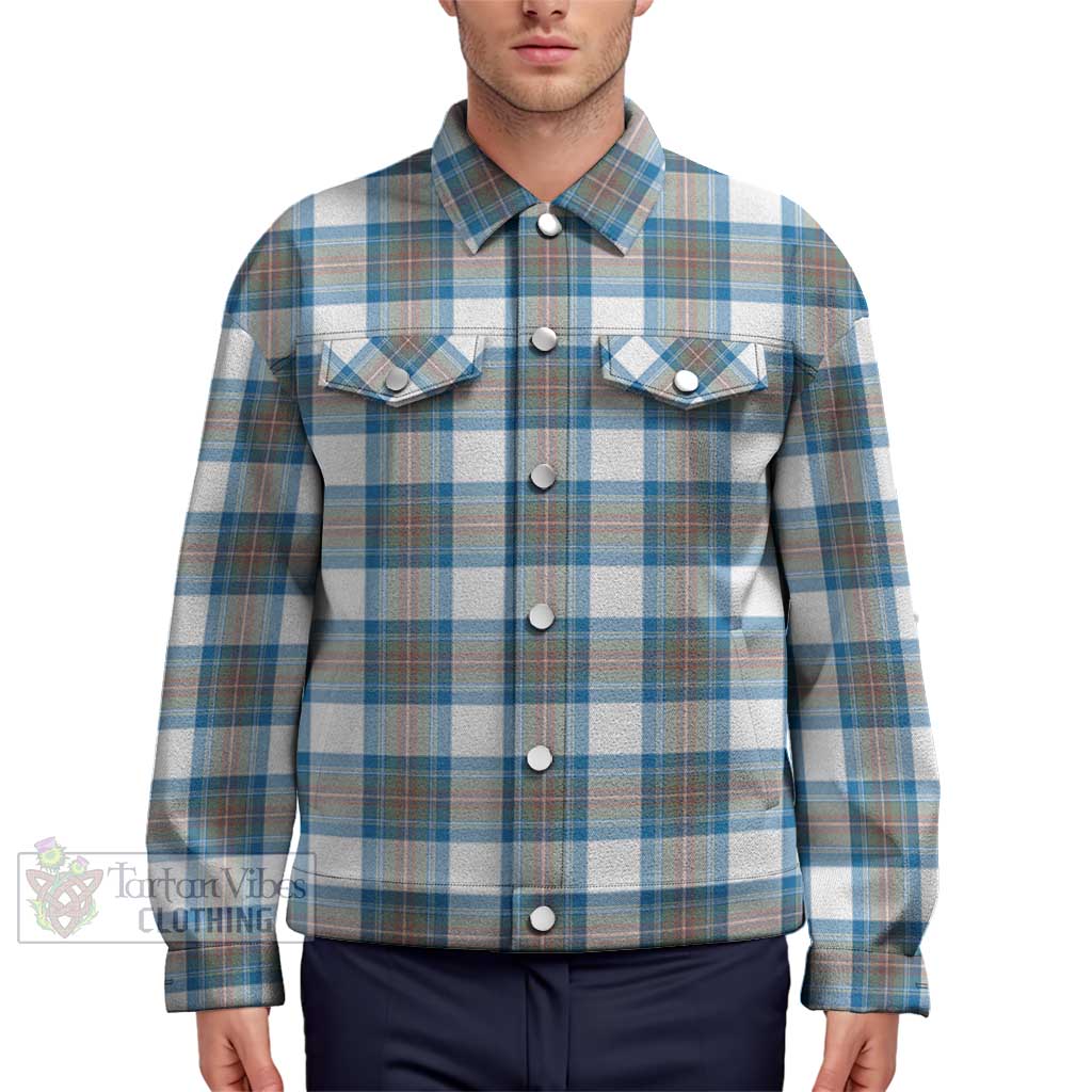 Stewart Muted Blue Tartan Unisex Lapel Cotton Jacket Unisex - Tartan Vibes Clothing