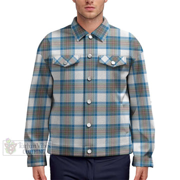 Stewart Muted Blue Tartan Unisex Lapel Cotton Jacket