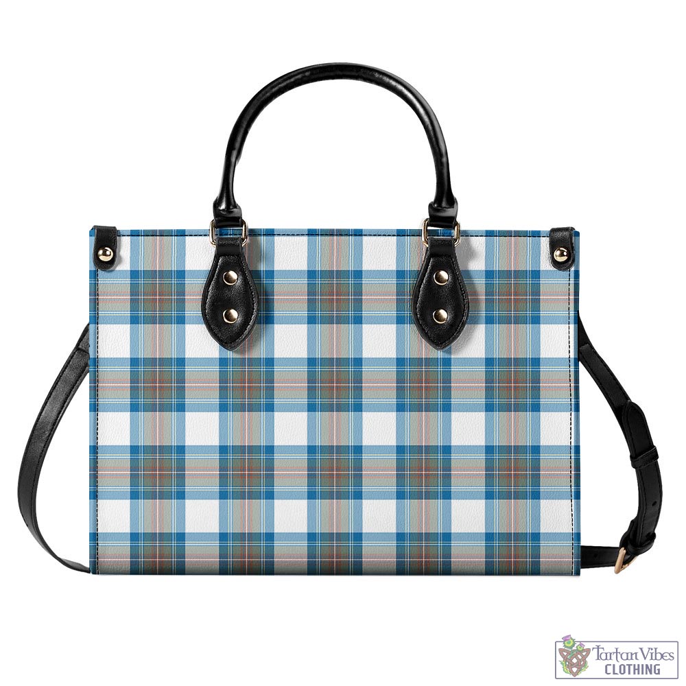 Tartan Vibes Clothing Stewart Muted Blue Tartan Luxury Leather Handbags