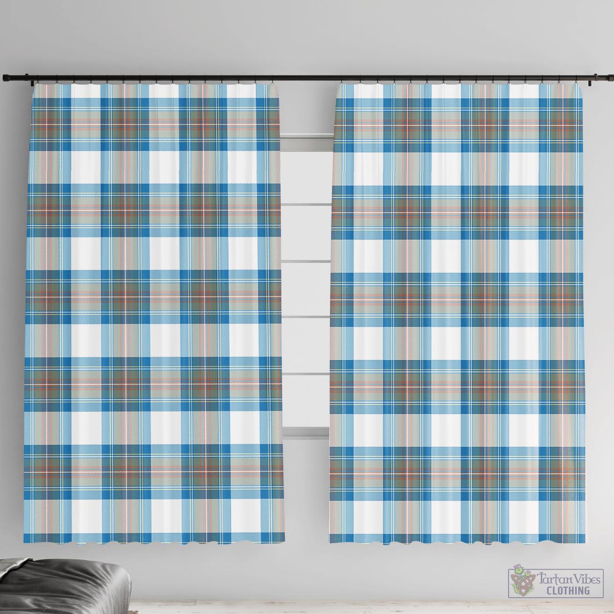 Stewart Muted Blue Tartan Window Curtain