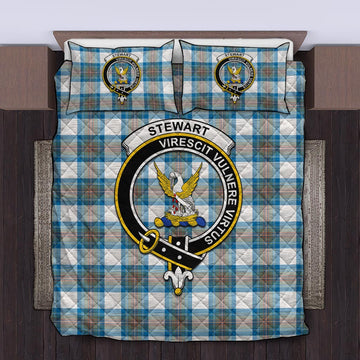 Stewart Muted Blue Tartan Quilt Bed Set with Family Crest