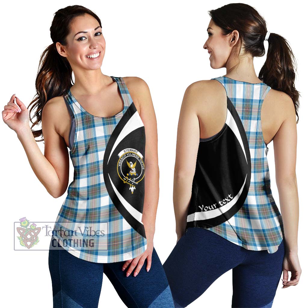 Tartan Vibes Clothing Stewart Muted Blue Tartan Women's Racerback Tanks with Family Crest Circle Style