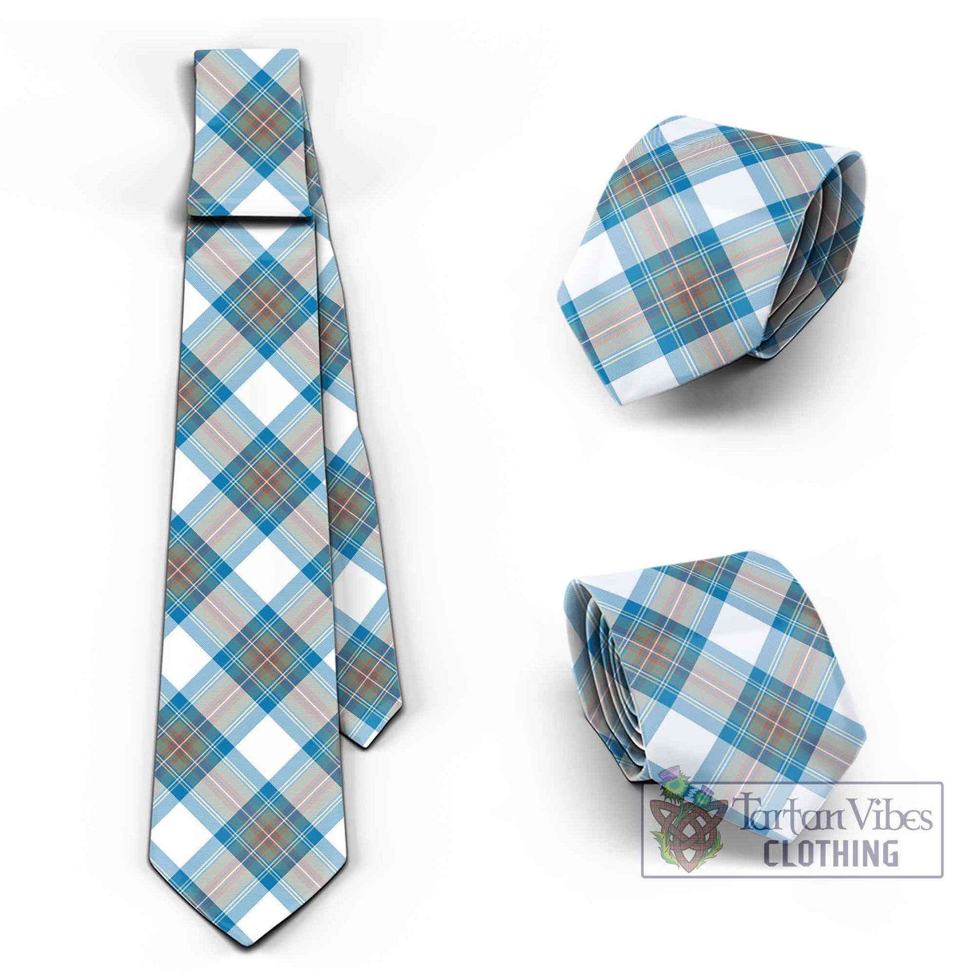 Tartan Vibes Clothing Stewart Muted Blue Tartan Classic Necktie Cross Style