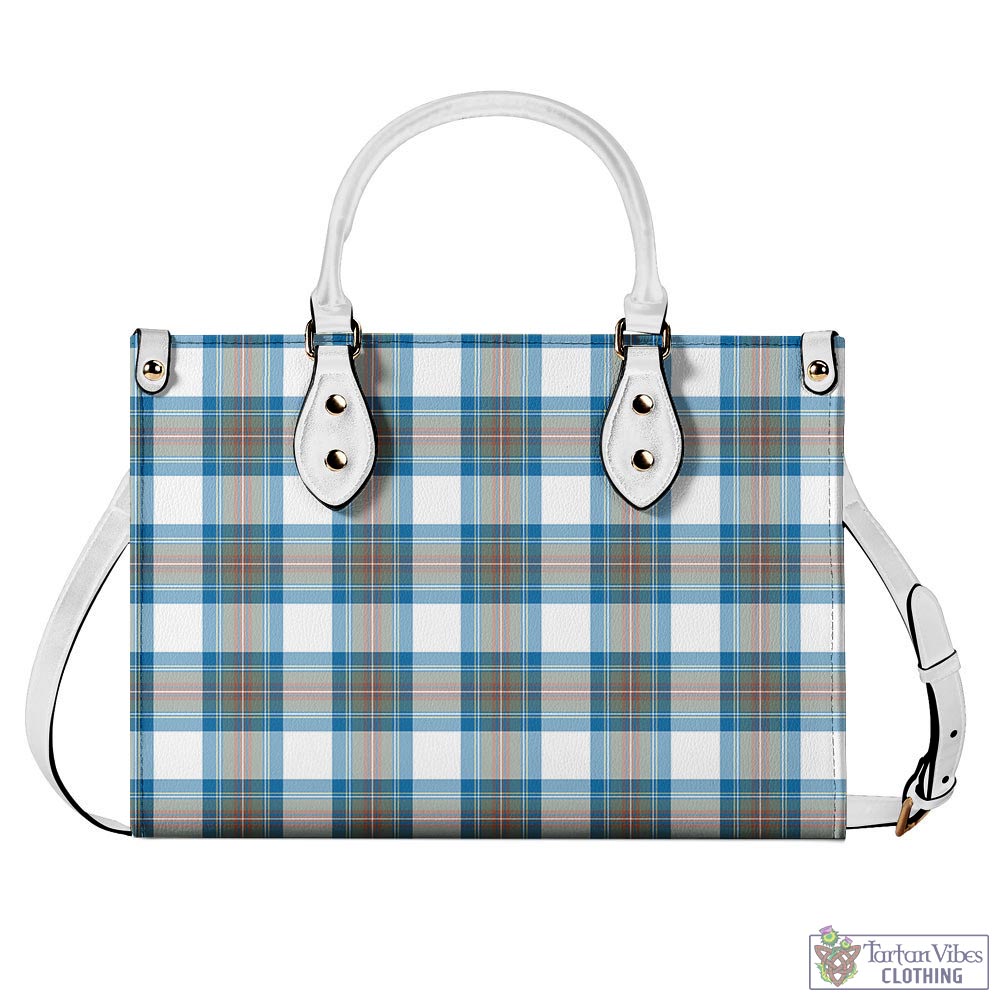 Tartan Vibes Clothing Stewart Muted Blue Tartan Luxury Leather Handbags