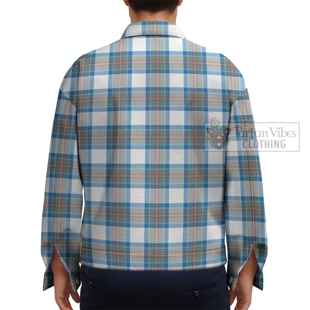 Stewart Muted Blue Tartan Unisex Lapel Cotton Jacket - Tartan Vibes Clothing