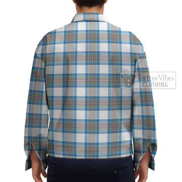 Stewart Muted Blue Tartan Unisex Lapel Cotton Jacket