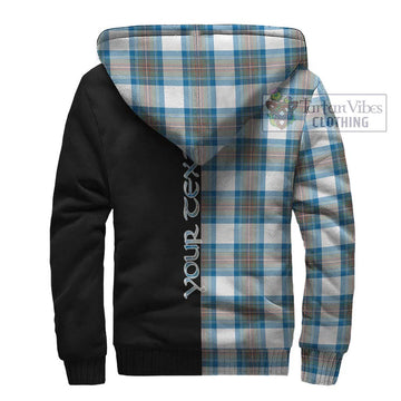 Stewart Muted Blue Tartan Sherpa Hoodie with Family Crest and Half Of Me Style