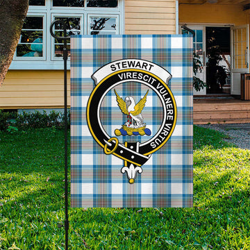 Stewart Muted Blue Tartan Flag with Family Crest