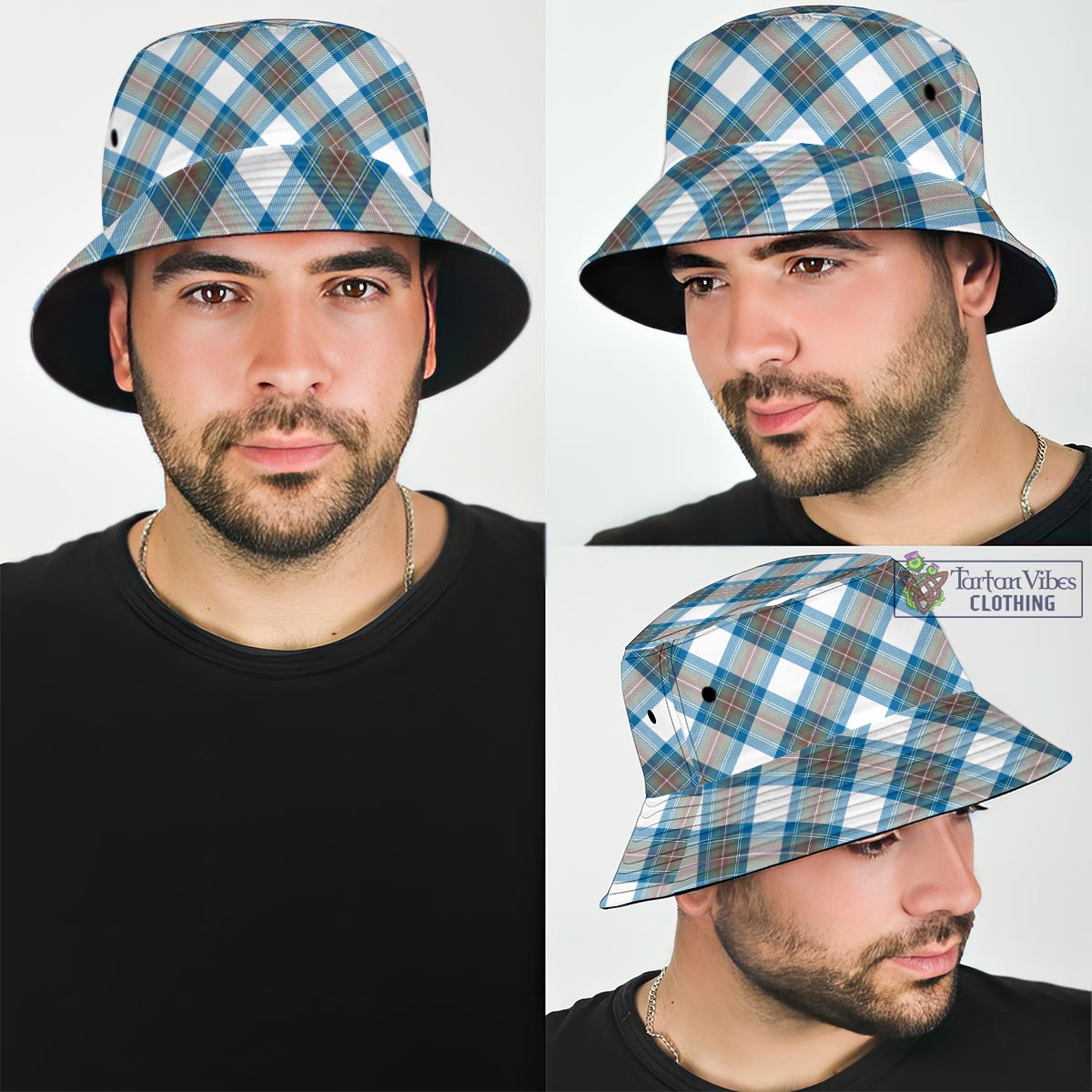 Tartan Vibes Clothing Stewart Muted Blue Tartan Bucket Hat