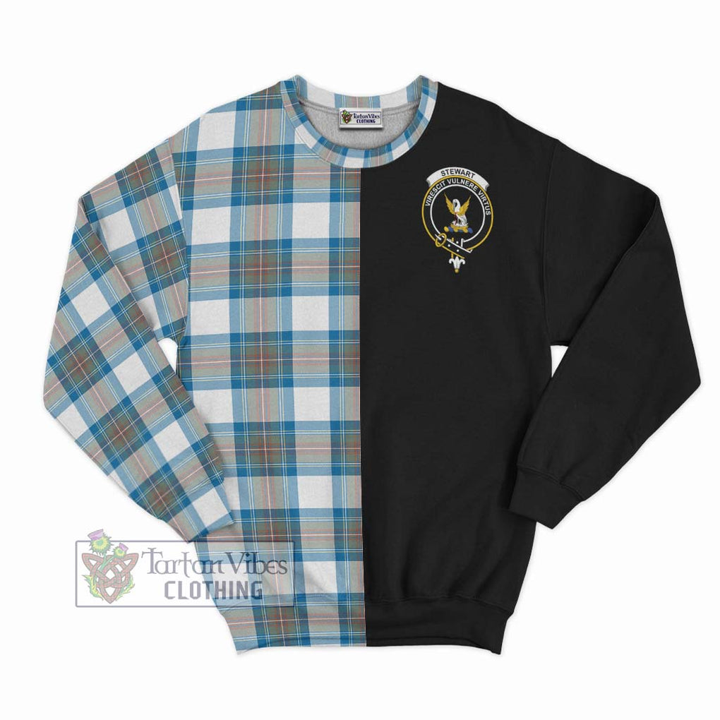 Stewart Muted Blue Tartan Sweatshirt with Family Crest and Half Of Me Style - Tartanvibesclothing Shop