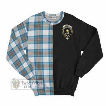 Stewart Muted Blue Tartan Sweatshirt with Family Crest and Half Of Me Style