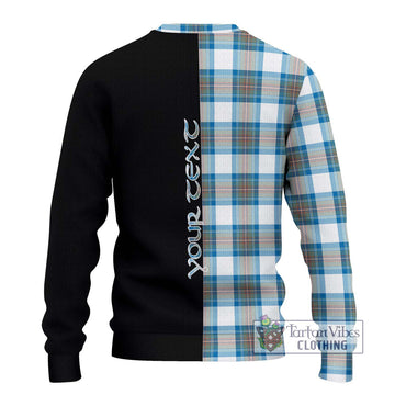 Stewart Muted Blue Tartan Ugly Sweater with Family Crest and Half Of Me Style