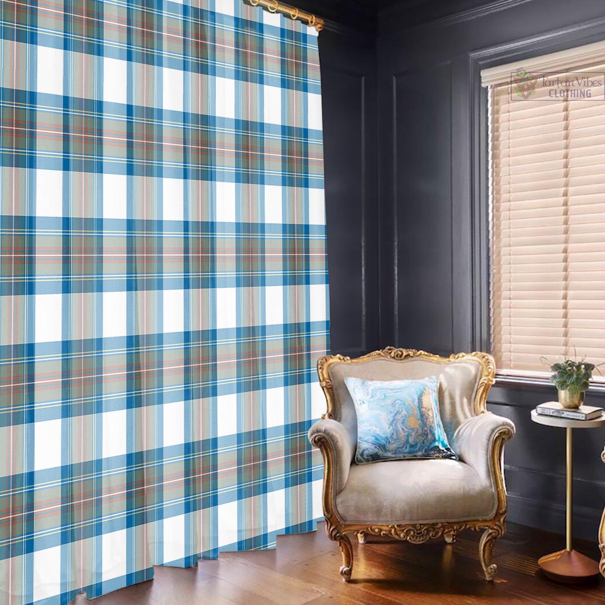 Stewart Muted Blue Tartan Window Curtain