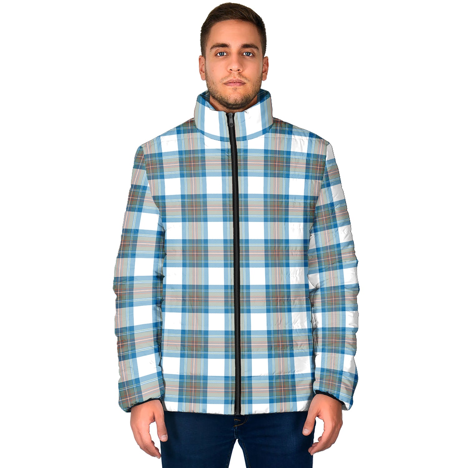 Stewart Muted Blue Tartan Padded Jacket - Tartan Vibes Clothing