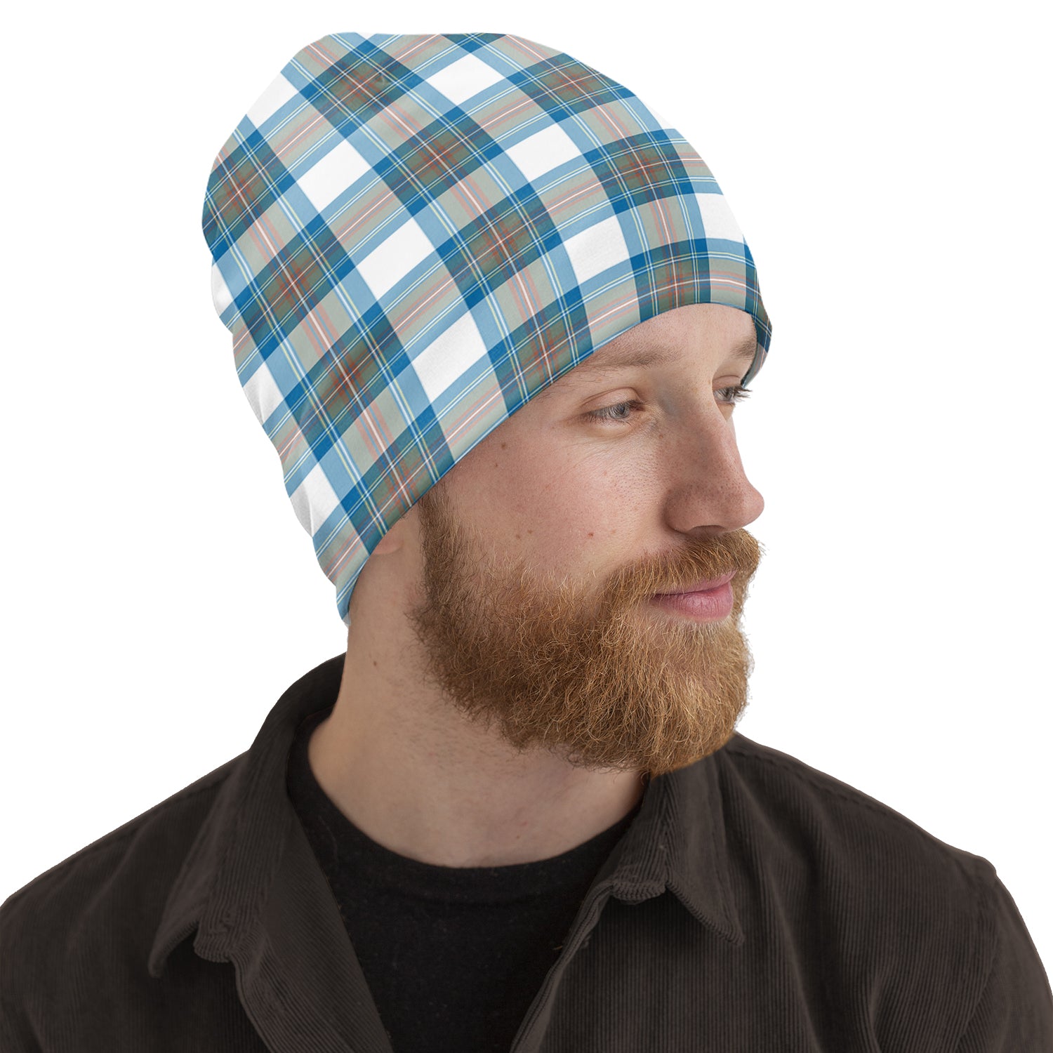 Stewart Muted Blue Tartan Beanies Hat - Tartan Vibes Clothing