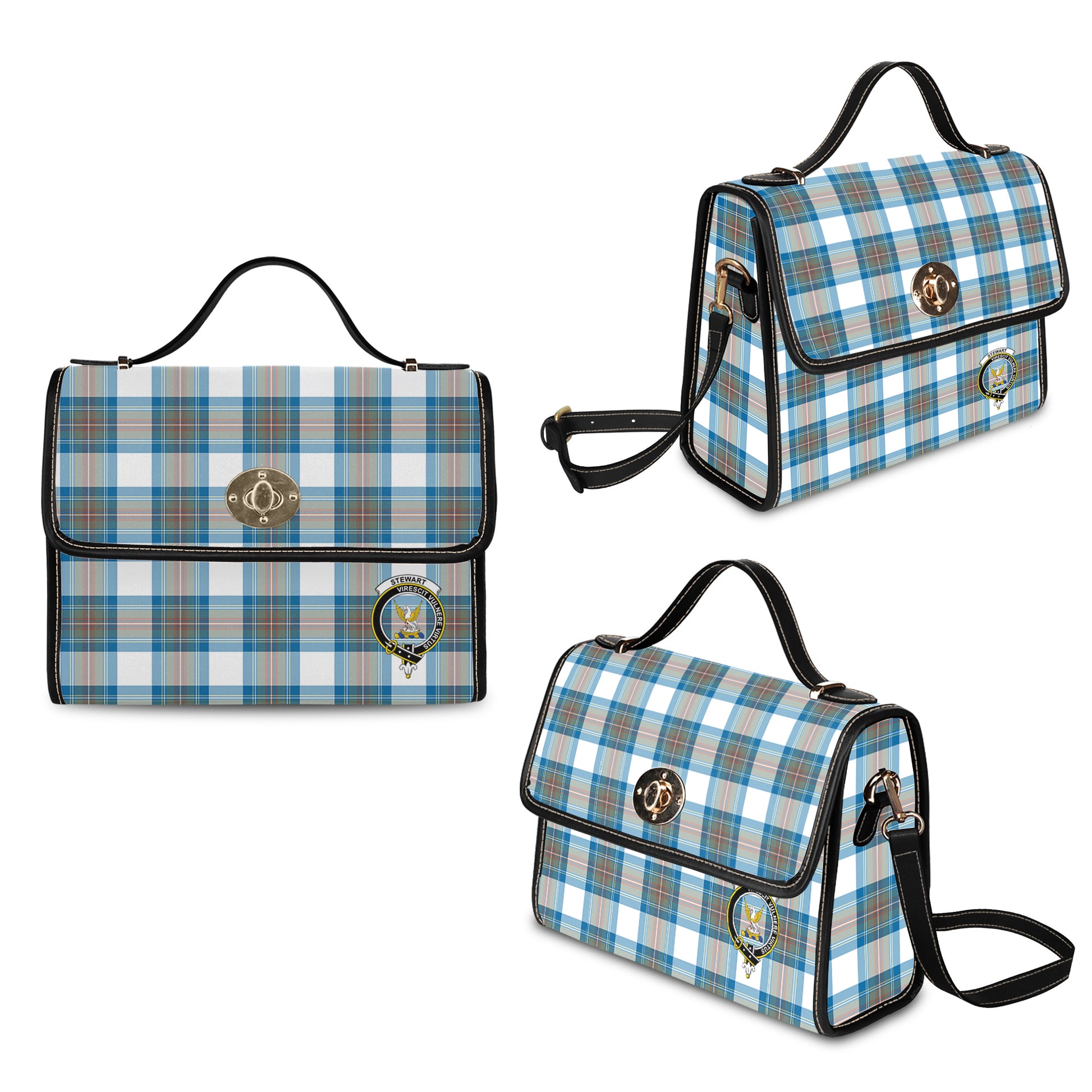 stewart-muted-blue-tartan-leather-strap-waterproof-canvas-bag-with-family-crest