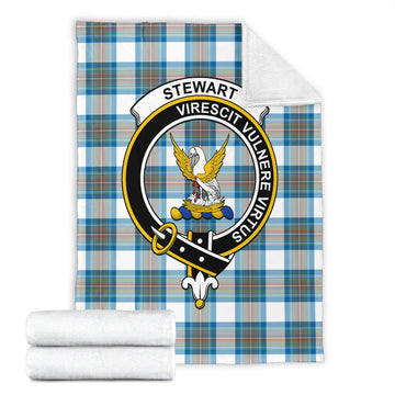 Stewart Muted Blue Tartan Blanket with Family Crest