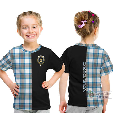 Stewart Muted Blue Tartan Kid T-Shirt with Family Crest and Half Of Me Style