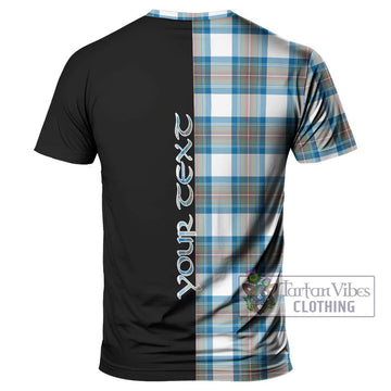 Stewart Muted Blue Tartan T-Shirt with Family Crest and Half Of Me Style