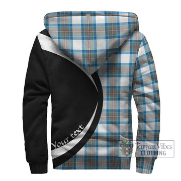 Stewart Muted Blue Tartan Sherpa Hoodie with Family Crest Circle Style