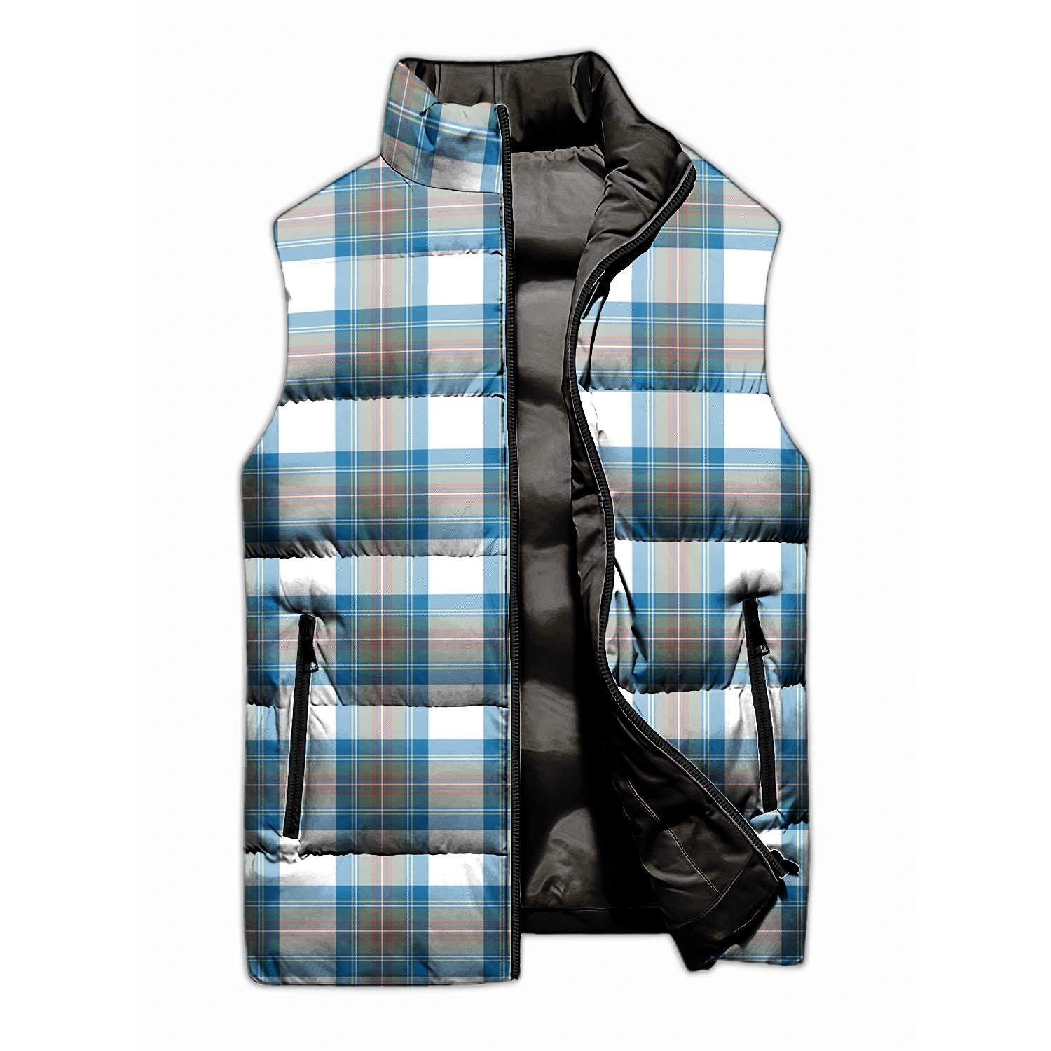 Stewart Muted Blue Tartan Sleeveless Puffer Jacket - Tartanvibesclothing