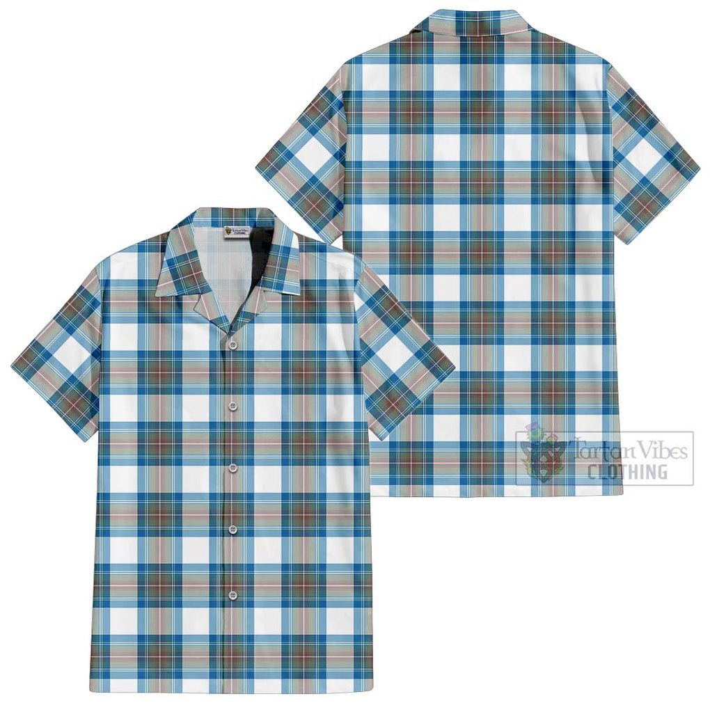 Stewart Muted Blue Tartan Cotton Hawaiian Shirt Kid - Tartanvibesclothing Shop