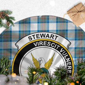 Stewart Muted Blue Tartan Christmas Tree Skirt with Family Crest