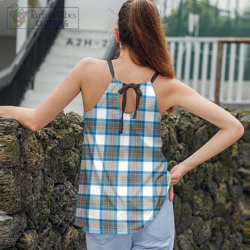 Tartan Vibes Clothing Stewart Muted Blue Tartan Loose Halter Neck Camisole