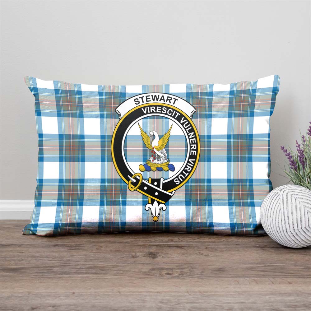 Stewart Muted Blue Tartan Pillow Cover with Family Crest Rectangle Pillow Cover - Tartanvibesclothing