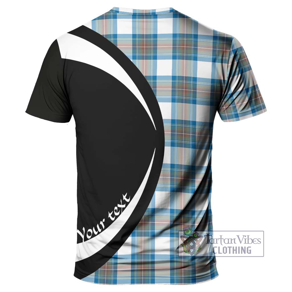 Tartan Vibes Clothing Stewart Muted Blue Tartan T-Shirt with Family Crest Circle Style