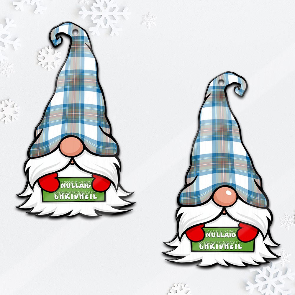 Stewart Muted Blue Gnome Christmas Ornament with His Tartan Christmas Hat - Tartan Vibes Clothing