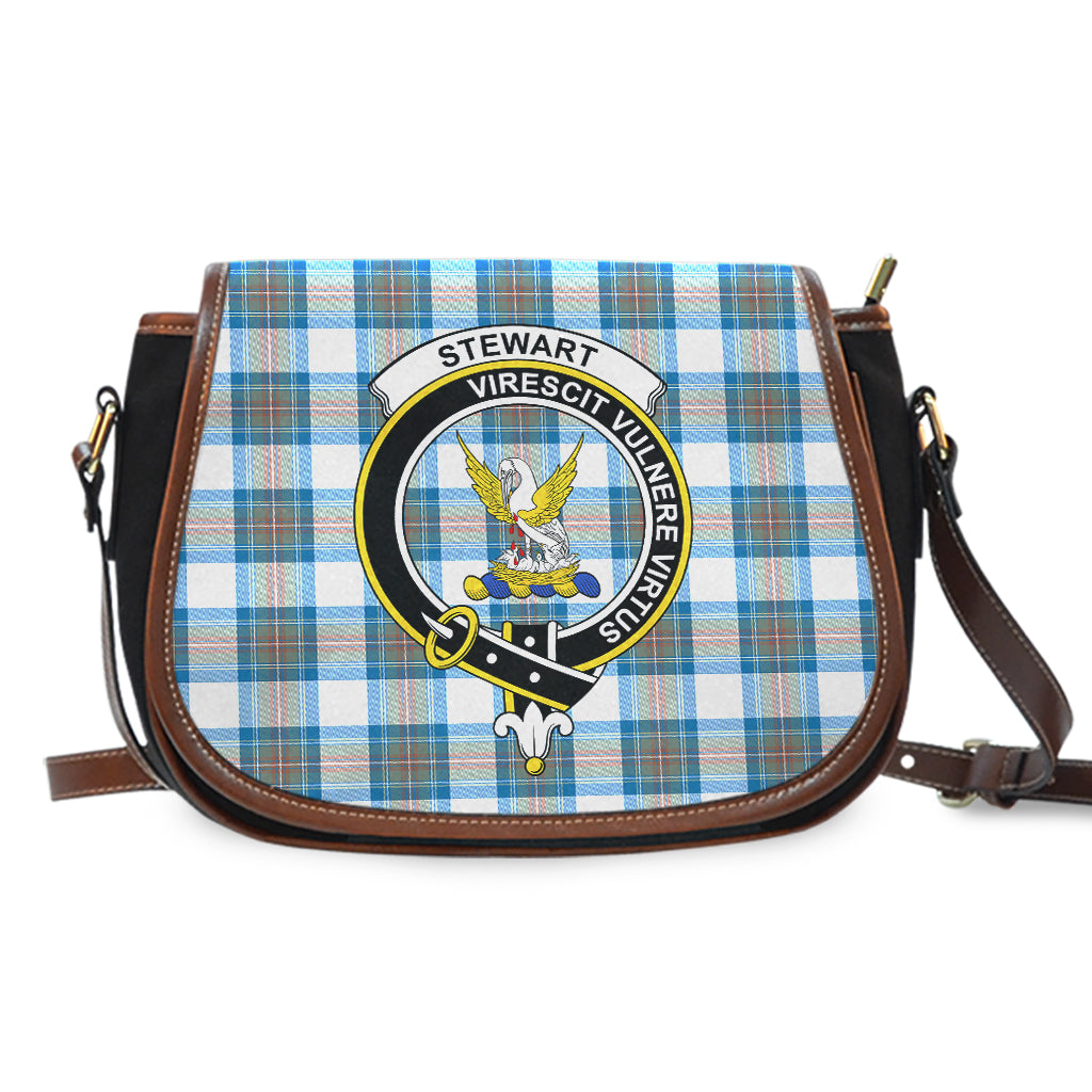 Stewart Muted Blue Tartan Saddle Bag with Family Crest - Tartan Vibes Clothing