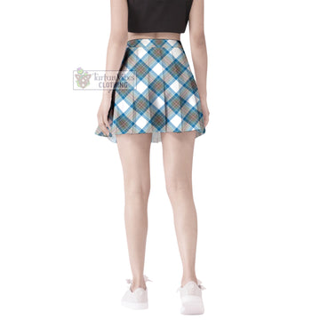 Stewart Muted Blue Tartan Women's Plated Mini Skirt Cross Style